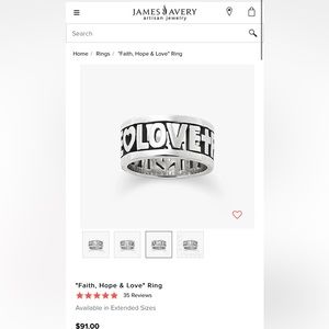 James Avery Love Faith Hope Ring